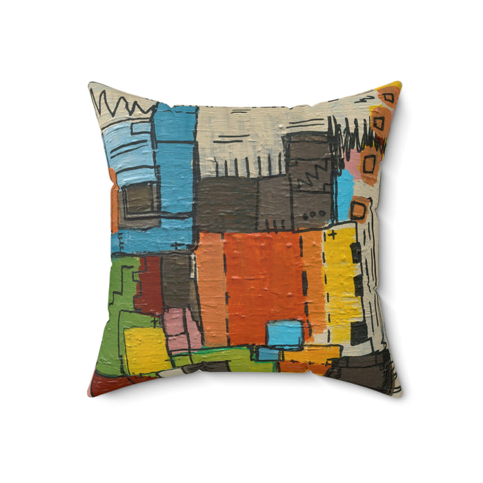 “City Blue Print” Square Pillow