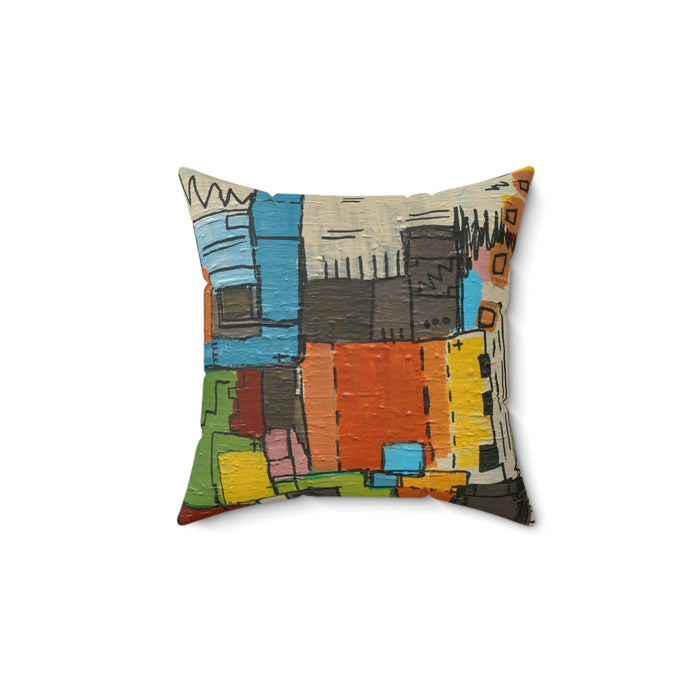 “City Blue Print” Square Pillow