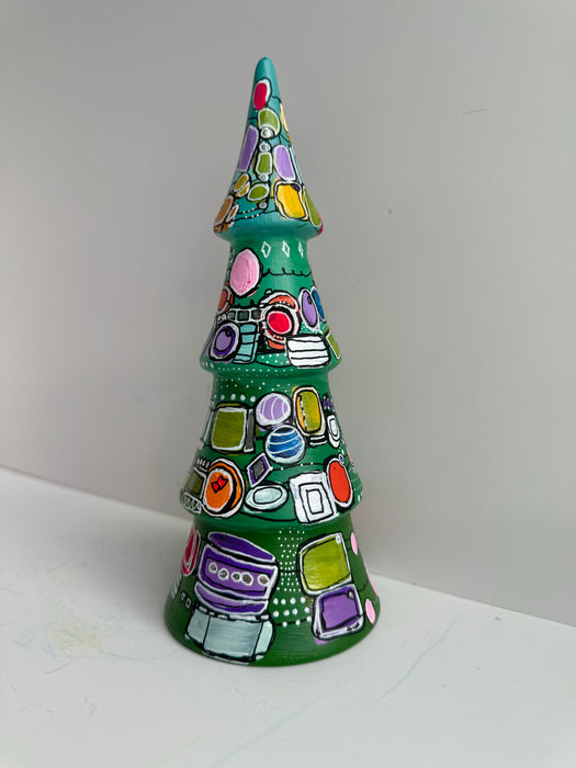 Abstract Christmas Tree Hand-Painted Ceramic Tree