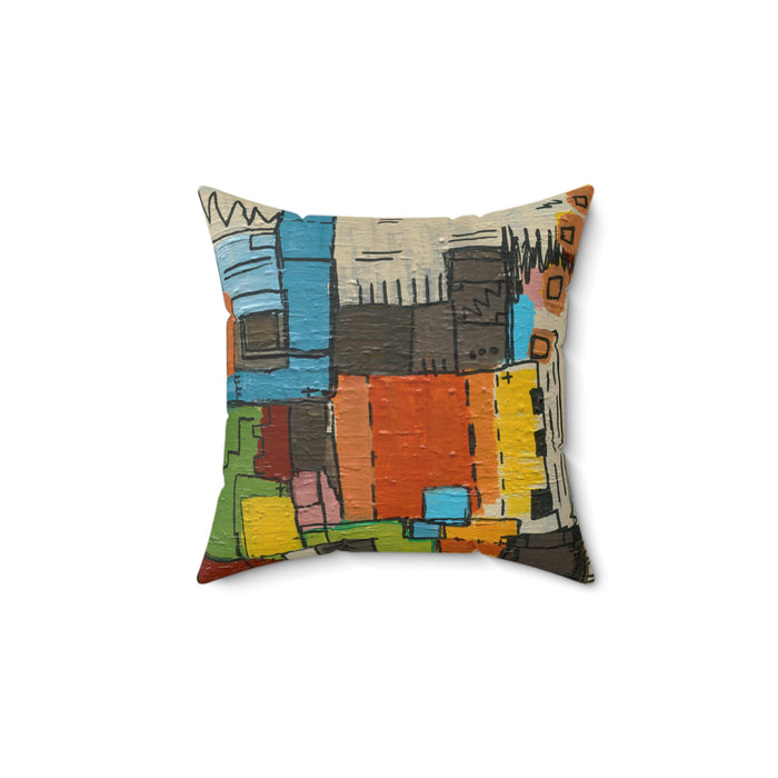 “City Blue Print” Square Pillow