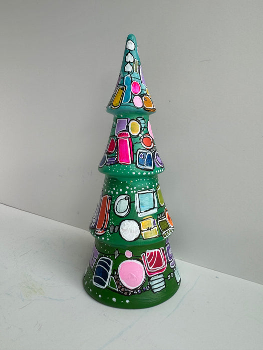 Abstract Christmas Tree Hand-Painted Ceramic Tree