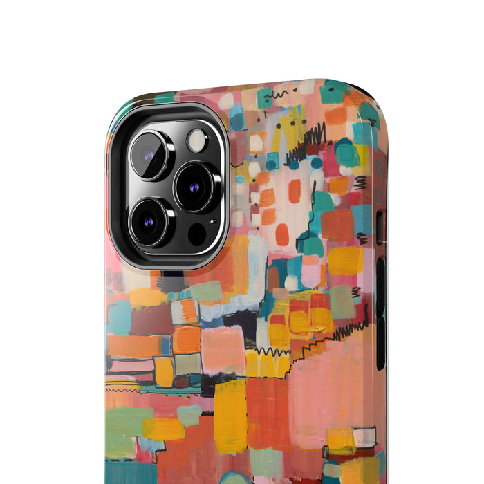 Abstract Color Block Tough Phone Case — Vibrant Geometric Art iPhone Cover