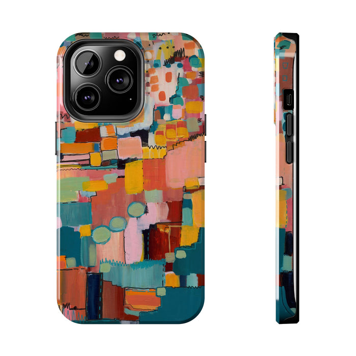 Abstract Color Block Tough Phone Case — Vibrant Geometric Art iPhone Cover