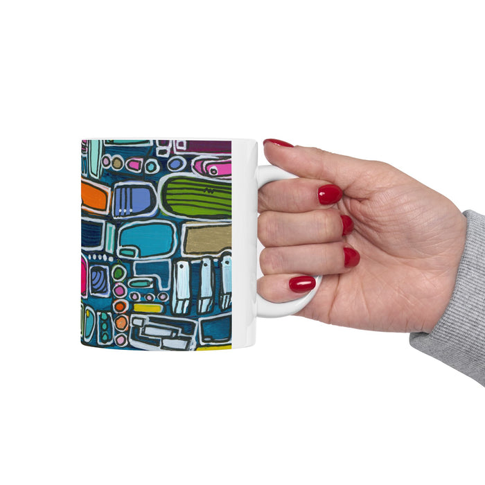 Abstract Color Block Mug — Modern Geometric Ceramic Coffee Cup (11oz/15oz)