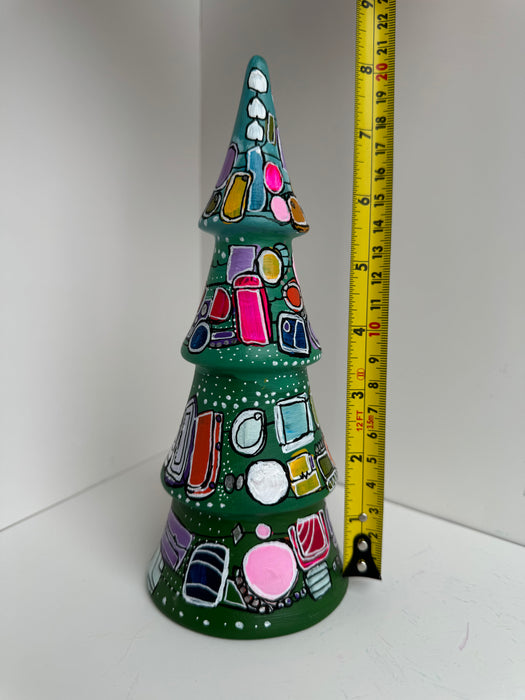 Abstract Christmas Tree Hand-Painted Ceramic Tree