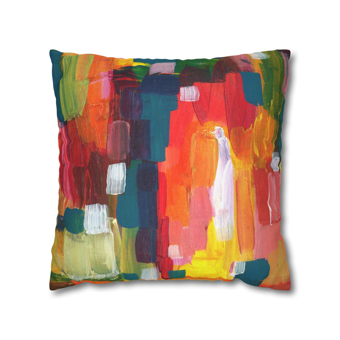 "Over The Rainbow"-Abstract Color Block Pillowcase — Vibrant Modern Decorative Throw Pillow Cover