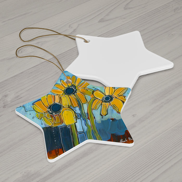 Leah's Sunflowers Ceramic Ornament