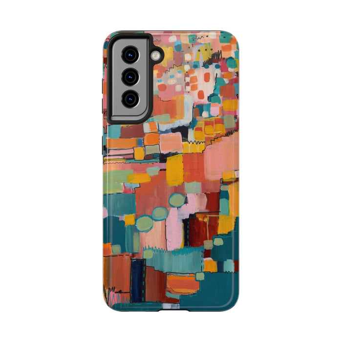 Abstract Color Block Tough Phone Case — Vibrant Geometric Art iPhone Cover
