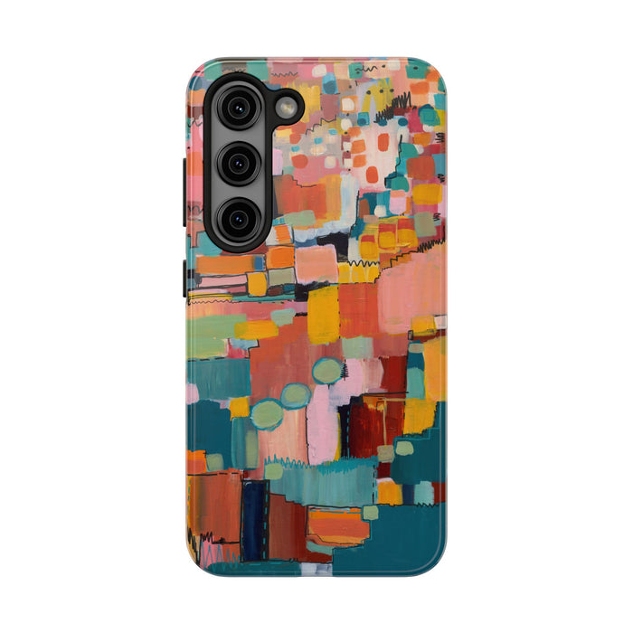 Abstract Color Block Tough Phone Case — Vibrant Geometric Art iPhone Cover