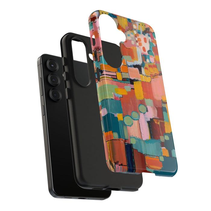 Abstract Color Block Tough Phone Case — Vibrant Geometric Art iPhone Cover