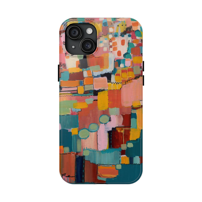 Abstract Color Block Tough Phone Case — Vibrant Geometric Art iPhone Cover