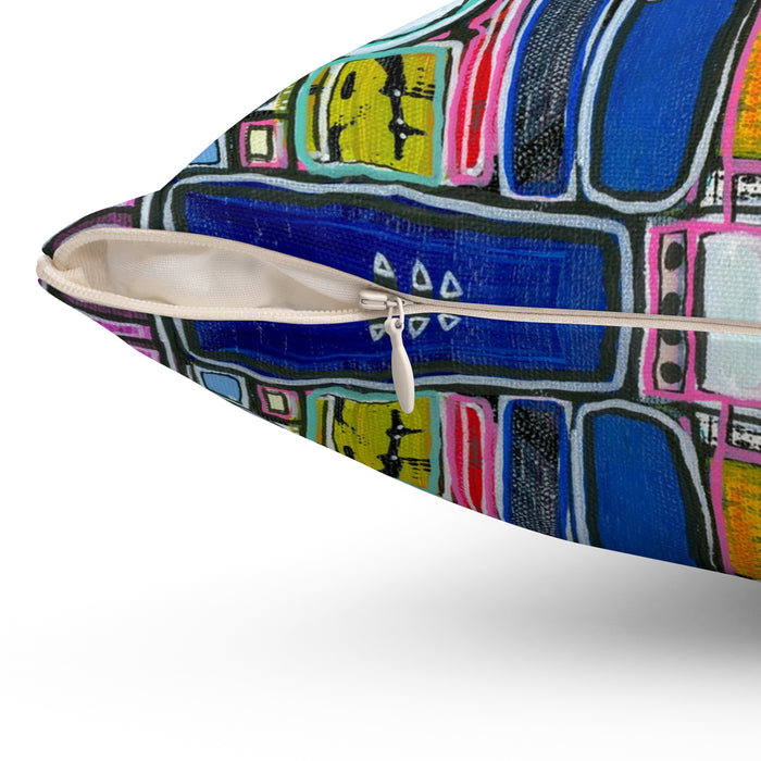 Colorful Mosaic Abstract Decorative Pillow - Geometric Art Square Pillow