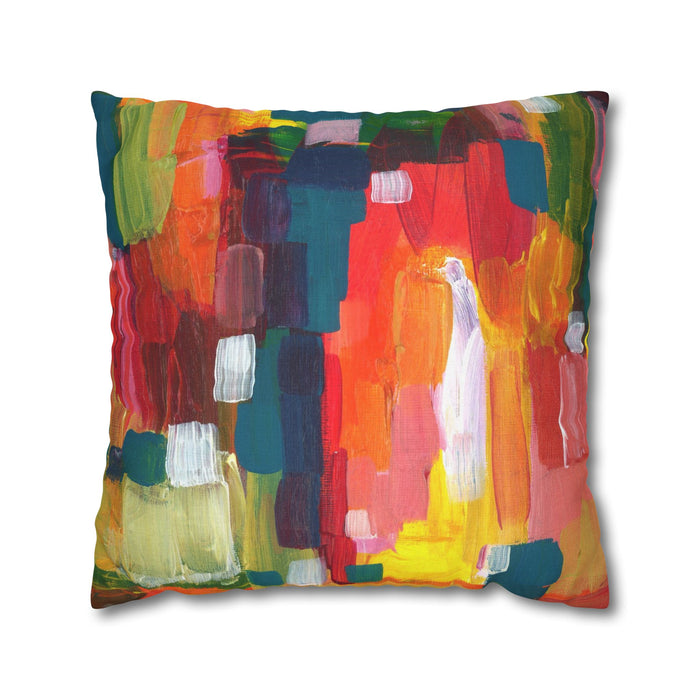 "Over The Rainbow"-Abstract Color Block Pillowcase — Vibrant Modern Decorative Throw Pillow Cover