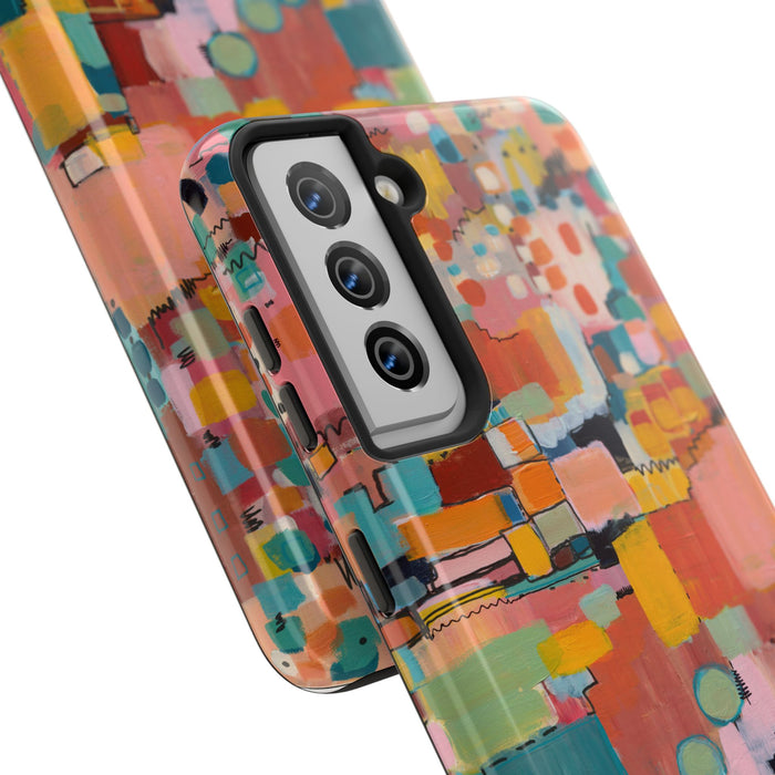 Abstract Color Block Tough Phone Case — Vibrant Geometric Art iPhone Cover