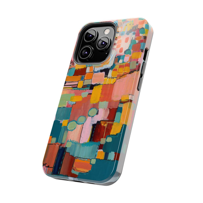 Abstract Color Block Tough Phone Case — Vibrant Geometric Art iPhone Cover