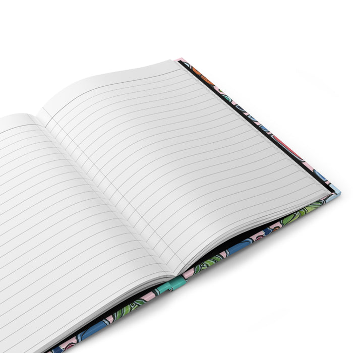 Floral Doodles Hardcover Journal — Pink Garden Lined Notebook