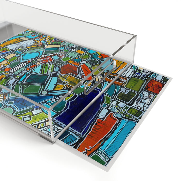 Abstract Mosaic Acrylic Serving Tray — Colorful Geometric Art Home Decor