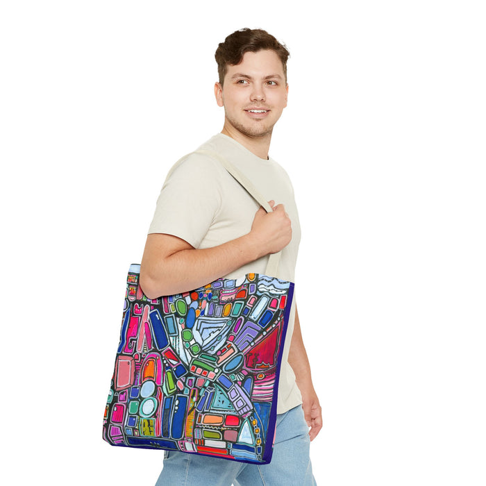 Abstract Colorblock Tote Bag — Vibrant Geometric Art Print