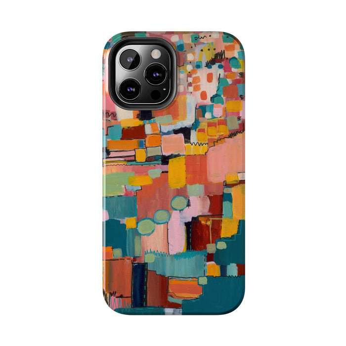 Abstract Color Block Tough Phone Case — Vibrant Geometric Art iPhone Cover