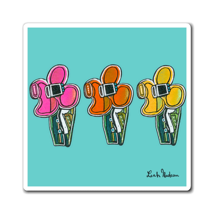 Retro Floral Magnet - Colorful Kitchen Fridge Decor