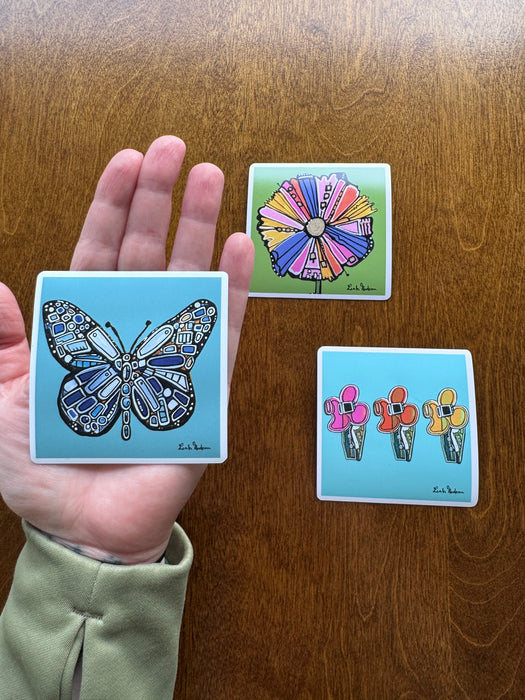 Blue Mosaic Butterfly Magnet — Decorative Refrigerator Art for Nature Lovers