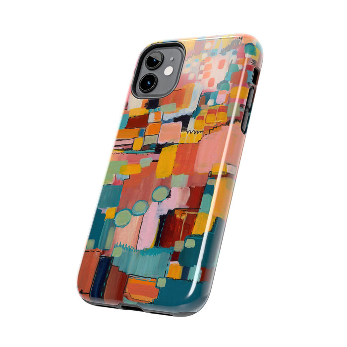 Abstract Color Block Tough Phone Case — Vibrant Geometric Art iPhone Cover