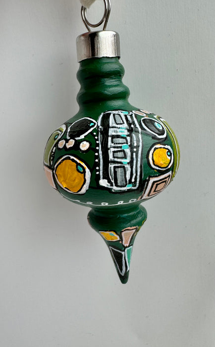 Green, Teal and Yellow Ceramic Ornament