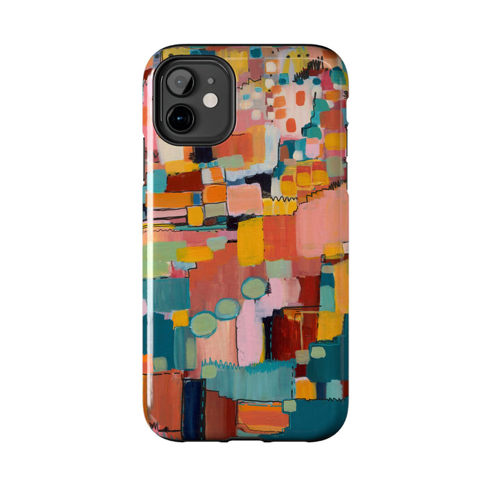 Abstract Color Block Tough Phone Case — Vibrant Geometric Art iPhone Cover
