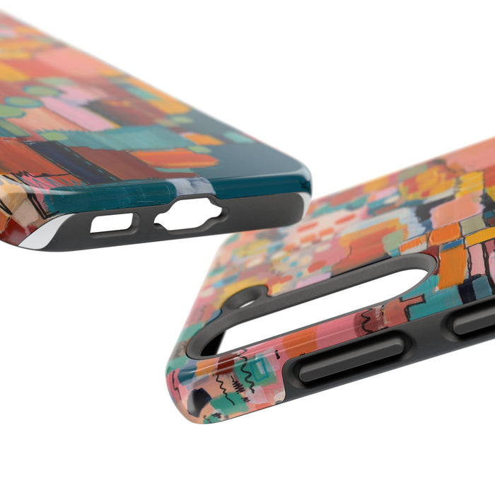 Abstract Color Block Tough Phone Case — Vibrant Geometric Art iPhone Cover