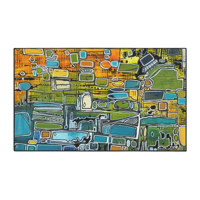 Abstract Cityscape Heavy-Duty Floor Mat — Colorful Modern Entryway Rug