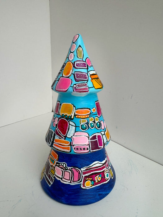 Blue, Yellow and Pink Hand-Painted Ceramic Tree