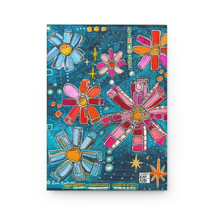 Floral Galaxy- Hardcover Journal- Mid Century Modern Space Floral Notebook
