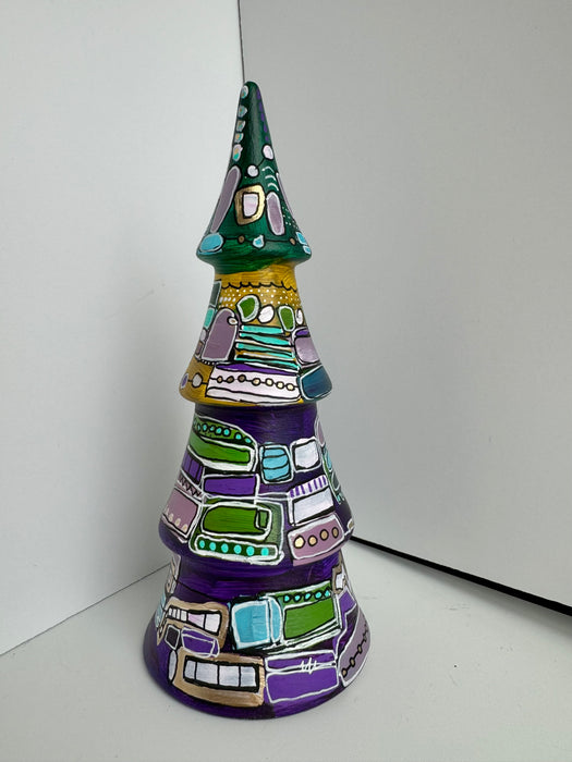 Purple, Green and Gold Hand Painted Ceramic Tree