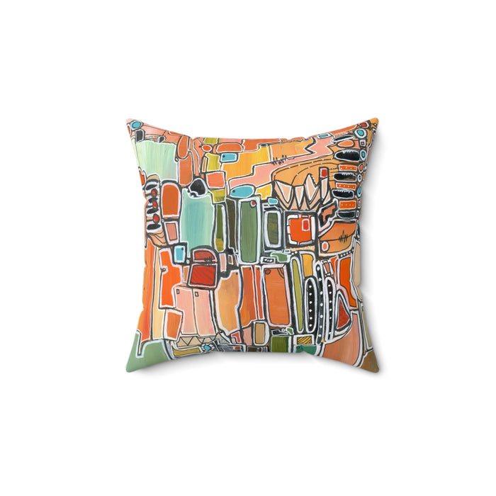 Abstract Orange Geometric  Mid Century Modern Throw Pillow