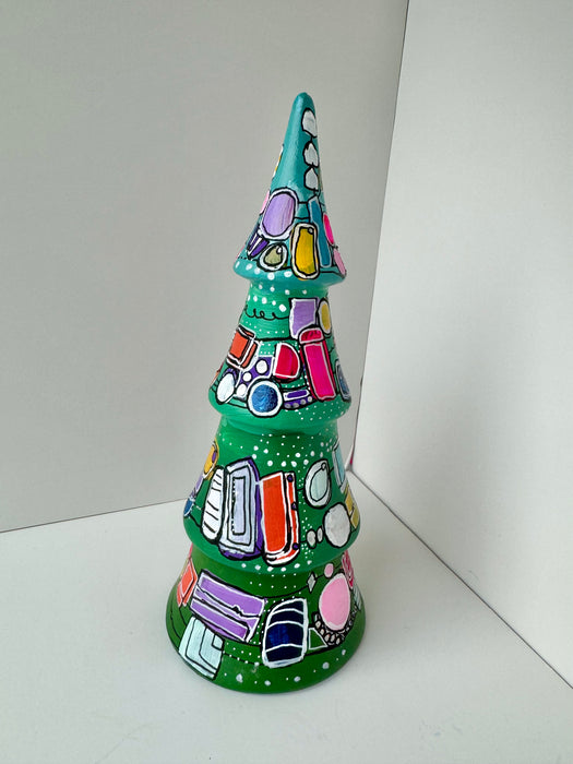 Abstract Christmas Tree Hand-Painted Ceramic Tree