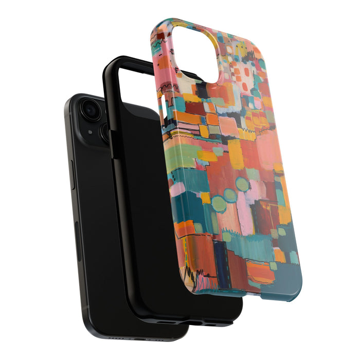 Abstract Color Block Tough Phone Case — Vibrant Geometric Art iPhone Cover