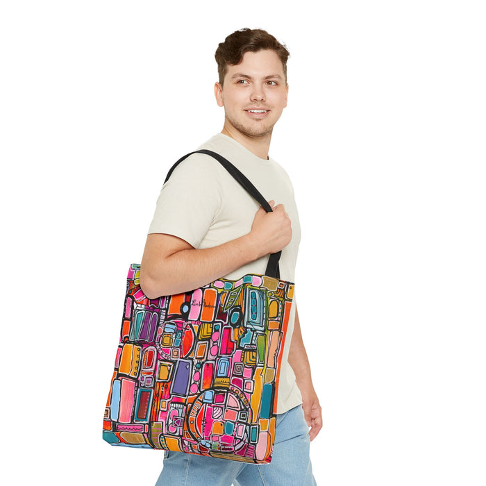 Pink Pony Club Colorful Abstract Tote Bag, Art-Inspired Shopping Bag, Eco-Friendly Carry All, Gift for Art Lovers, Beach Bag, Everyday Use