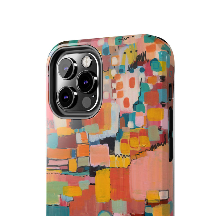 Abstract Color Block Tough Phone Case — Vibrant Geometric Art iPhone Cover