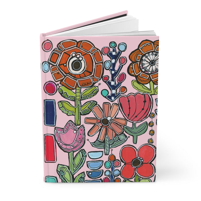 Floral Doodles Hardcover Journal — Pink Garden Lined Notebook