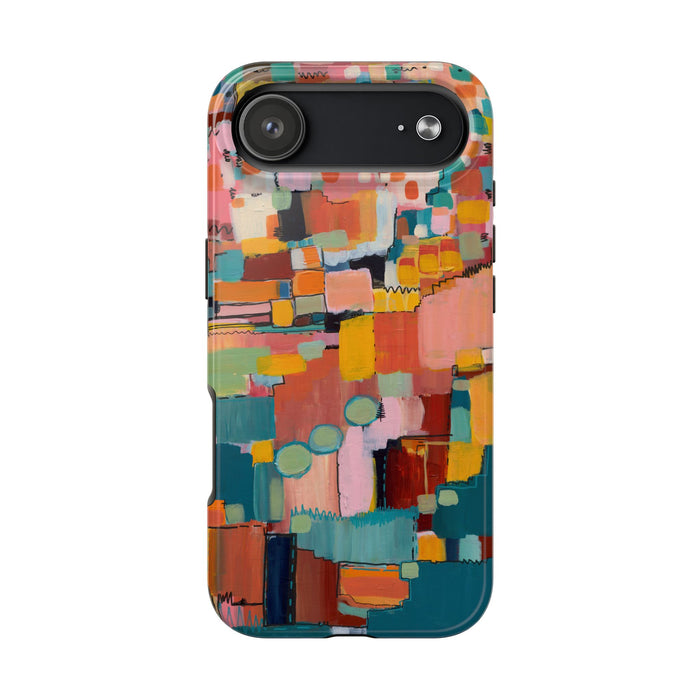 Abstract Color Block Tough Phone Case — Vibrant Geometric Art iPhone Cover
