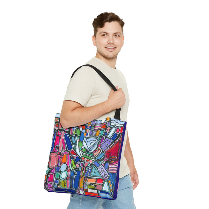 Abstract Colorblock Tote Bag — Vibrant Geometric Art Print