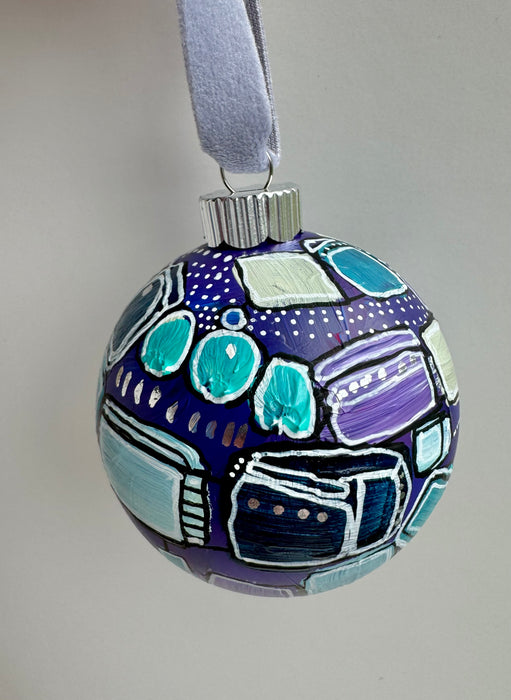 Purple, Teal and Silver Plastic Ornament