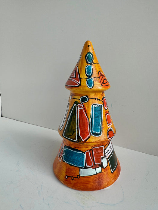 Orange Geometric Shape Hand-Painted Ceramic Tree