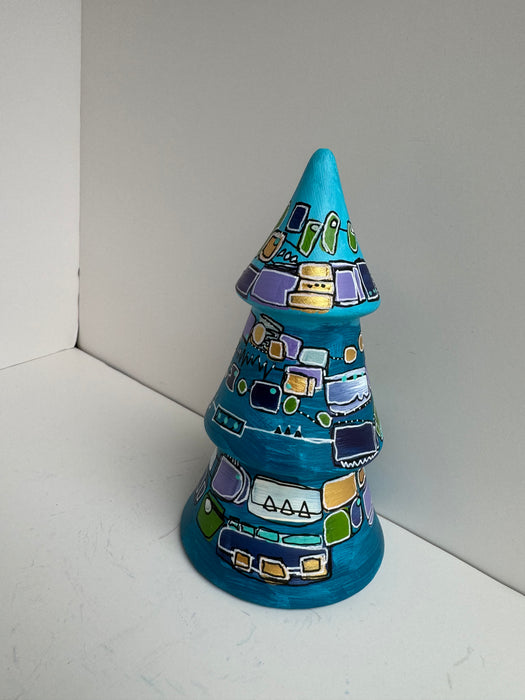 Blue, Green and Gold Hand-Painted Ceramic Tree