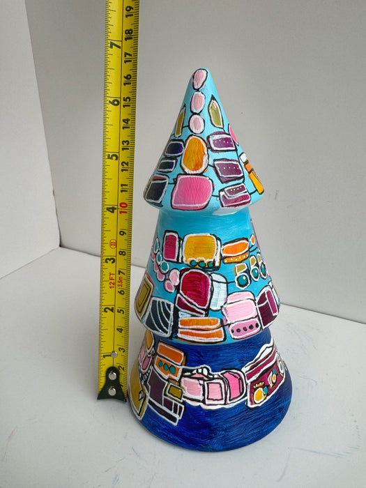 Blue, Yellow and Pink Hand-Painted Ceramic Tree