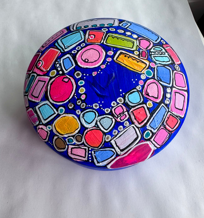 Blue Memory Vessel- original hand painted ceramic box