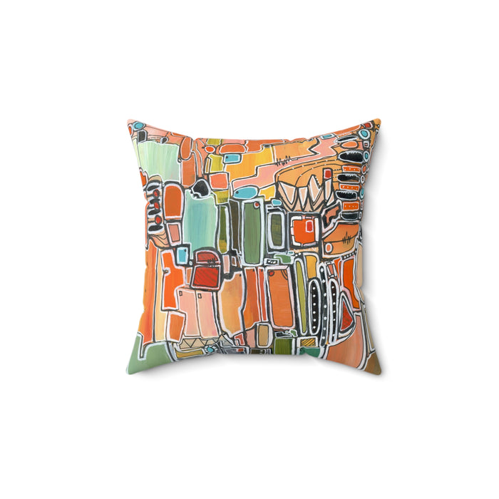 Abstract Orange Geometric  Mid Century Modern Throw Pillow