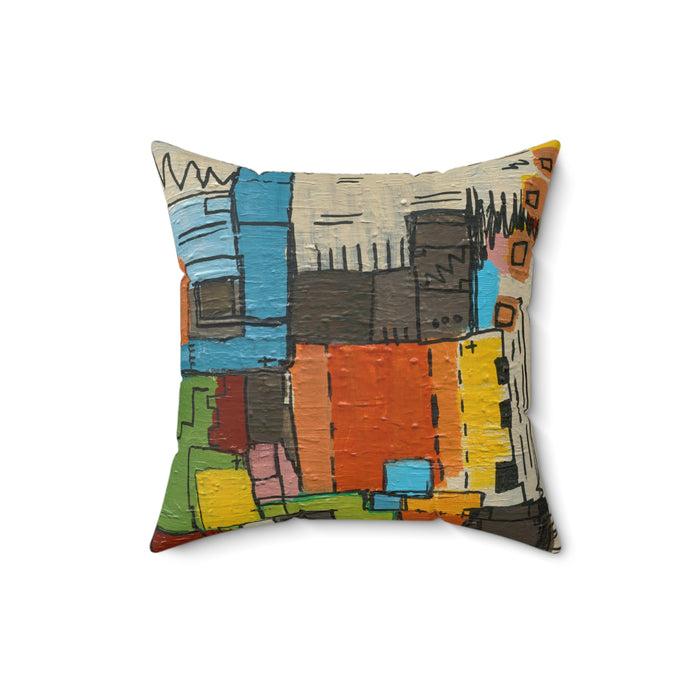 “City Blue Print” Square Pillow