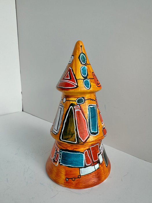 Orange Geometric Shape Hand-Painted Ceramic Tree