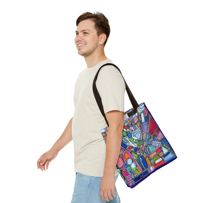 Abstract Colorblock Tote Bag — Vibrant Geometric Art Print